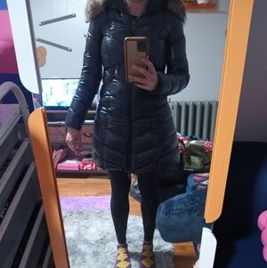 Moncler Black Puffer Jacket with Fur Trim